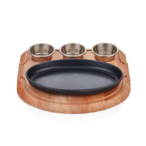 Döküm Demir Oval Fajita + Sosluklu Nihale